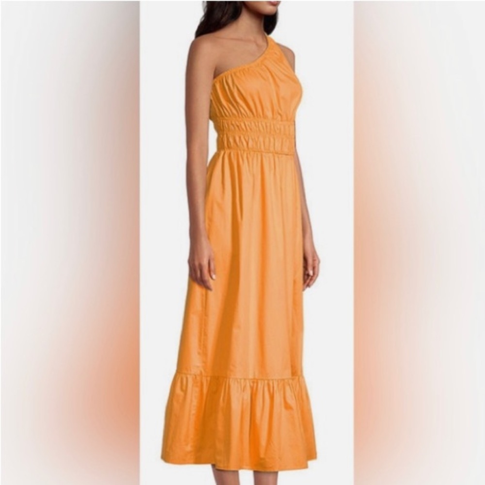 Very gently used ANA tarte orange midi one sleeve dress